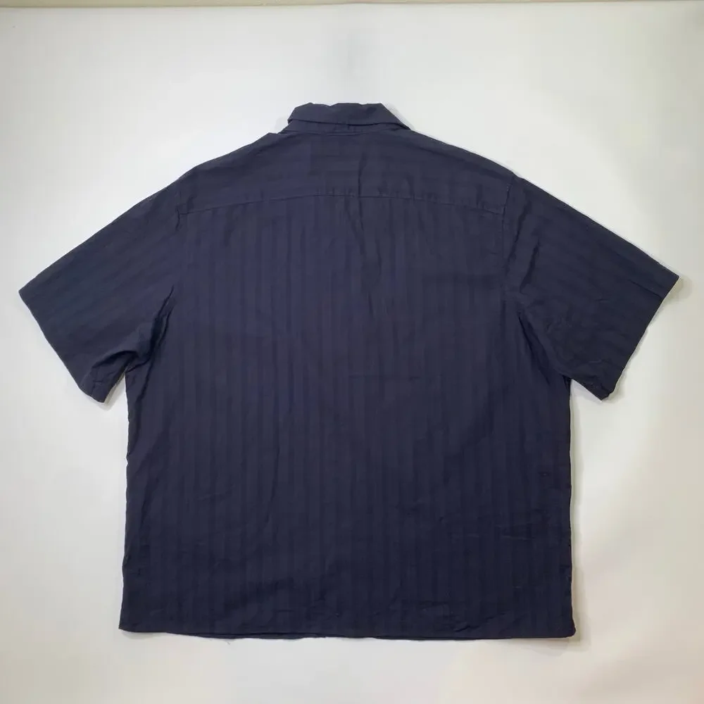 Banana Republic Shirt Mens XXL Relaxed Fit Navy Blue Organic Cotton Linen Blend